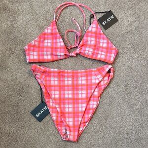 Skatie Pink Plaid Bikini Set